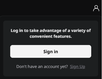 PURPLE website sign-in panel with a Sign in button and a Sign Up link