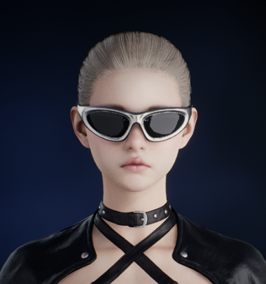 Character wearing silver Cyber Glasses